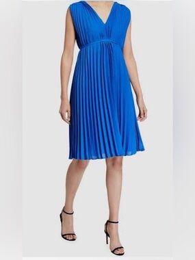 Max Studio Cobalt Blue Pleated Midi Dress Sleeveless size M